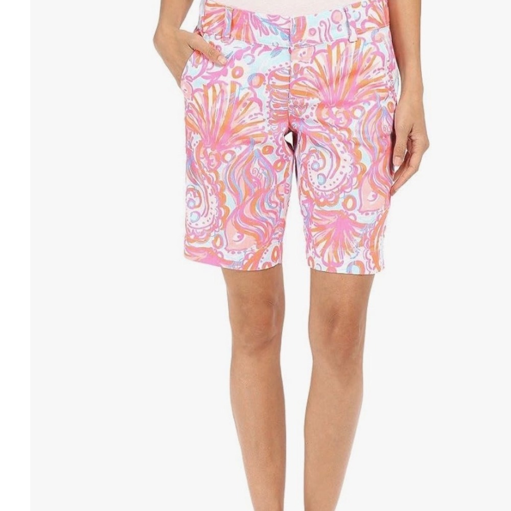 Lilly Pulitzer Chipper Bermuda Shorts Pink Pout Too Much Bubbly Cotton Size 4